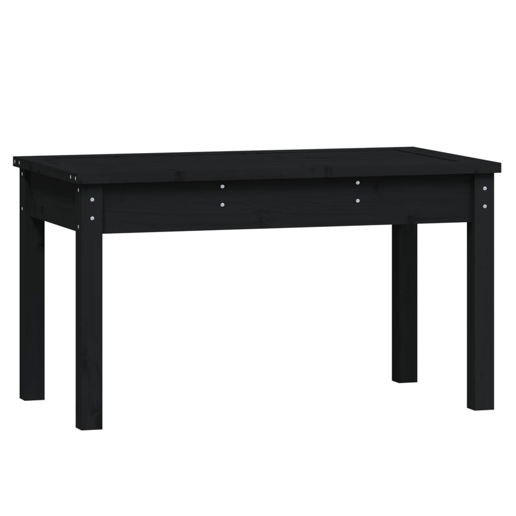 Fekete tömör fenyőfa kerti pad 80x44x45 cm