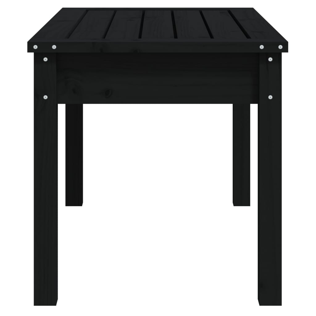 Fekete tömör fenyőfa kerti pad 80x44x45 cm