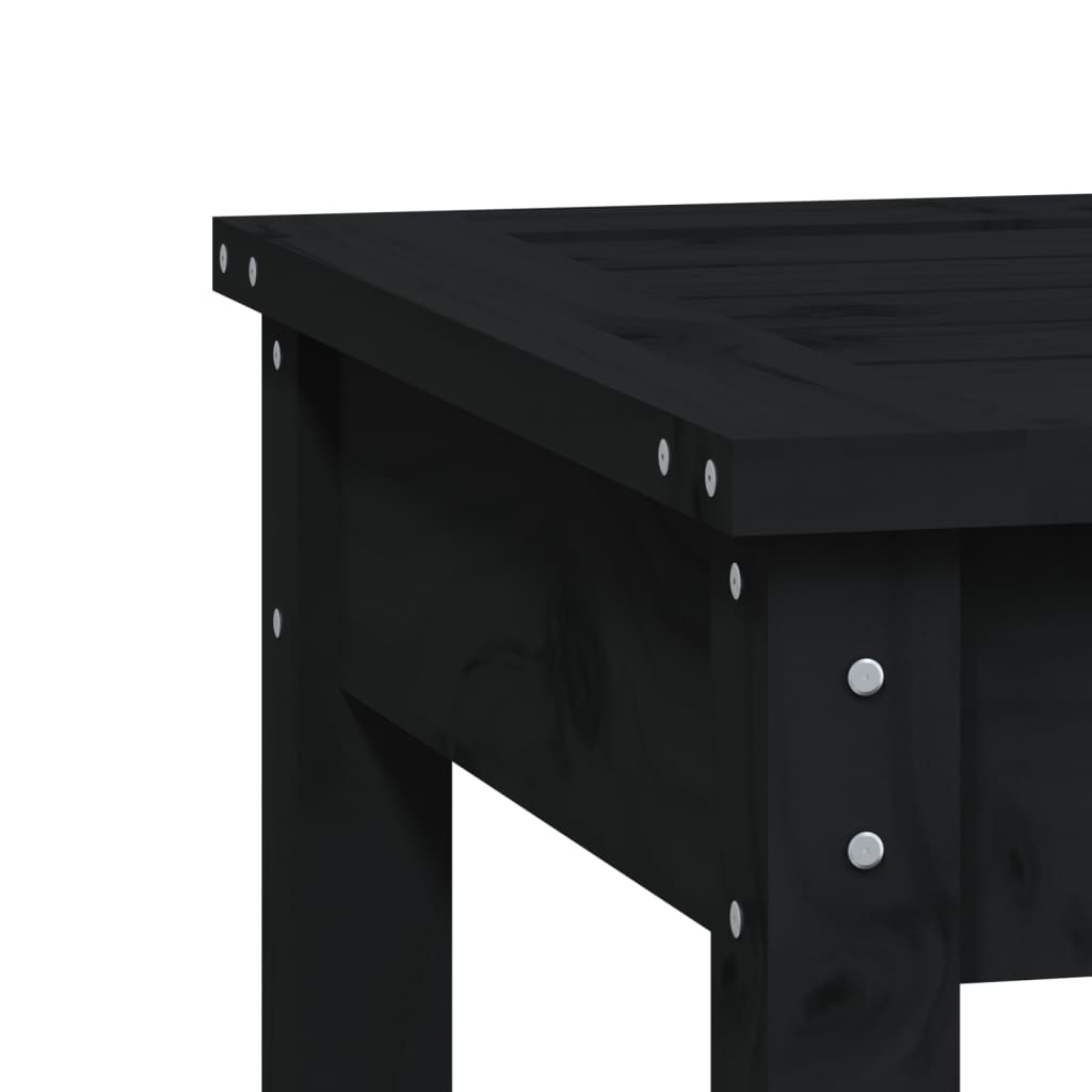 Fekete tömör fenyőfa kerti pad 80x44x45 cm