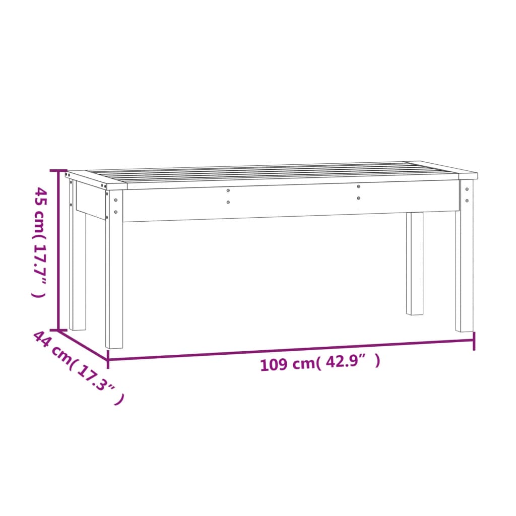 Szürke tömör fenyőfa kerti pad 109x44x45 cm
