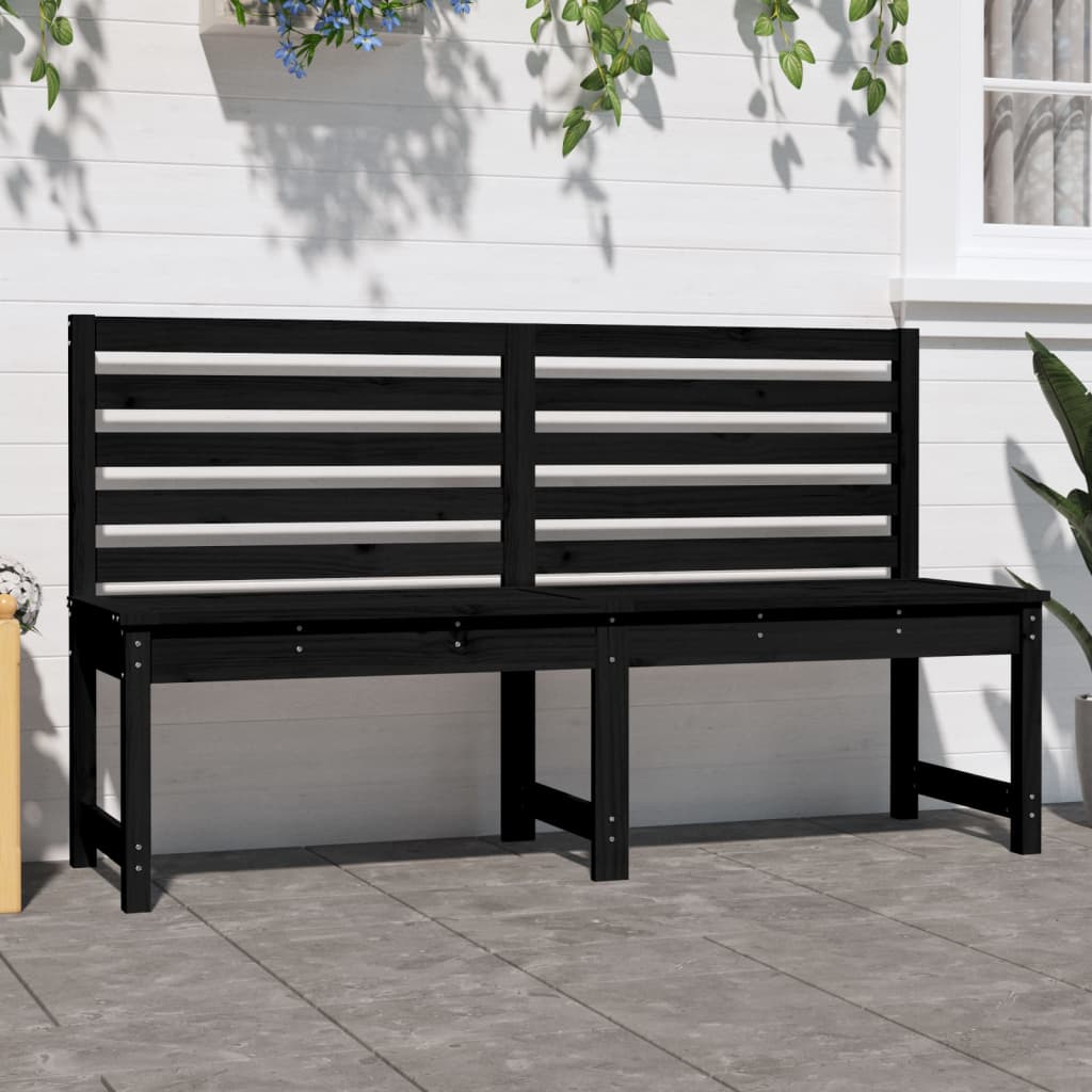 Fekete tömör fenyőfa kerti pad 157,5 cm