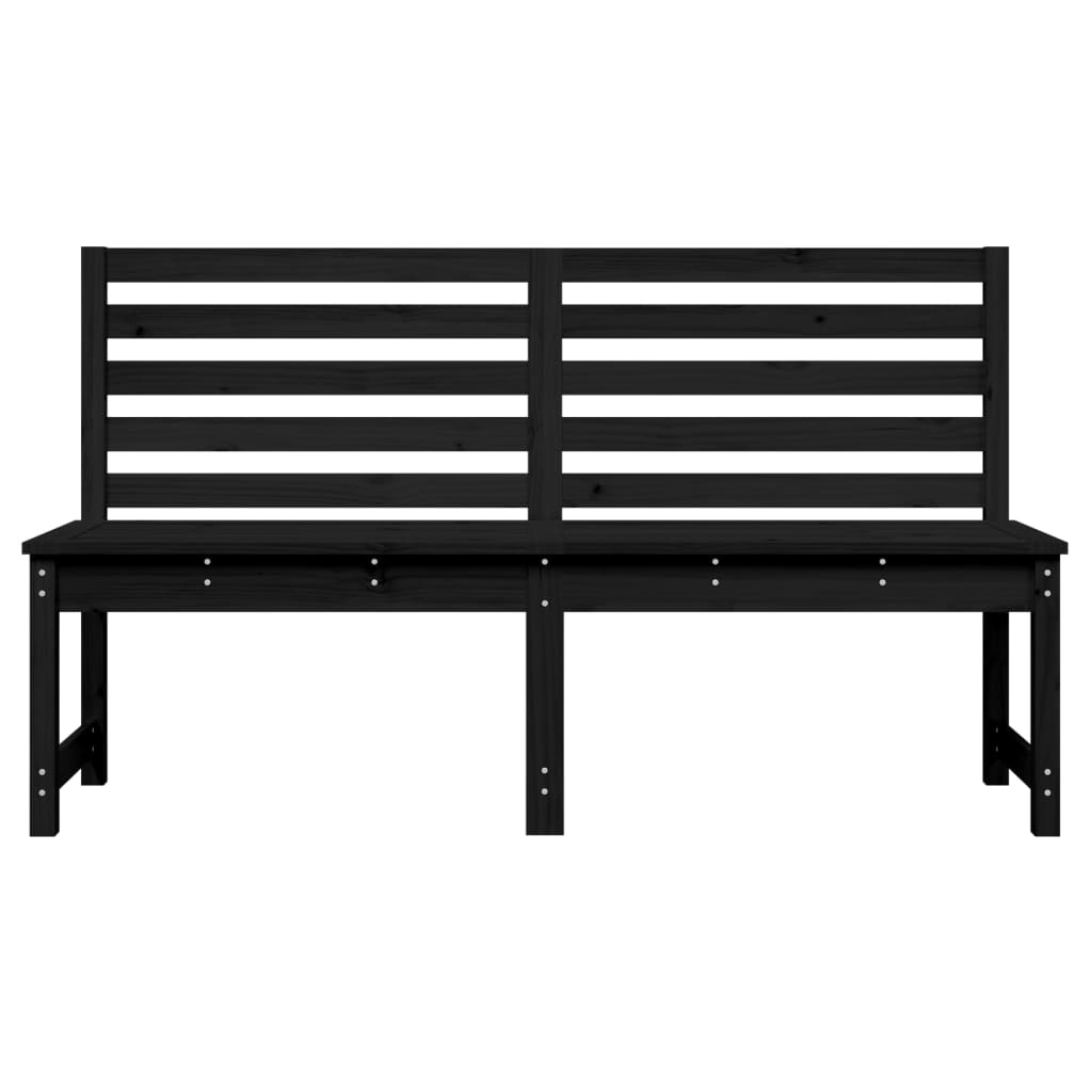 Fekete tömör fenyőfa kerti pad 157,5 cm