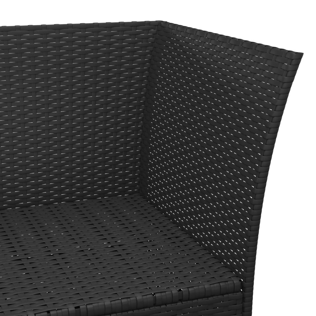 3 részes fekete polyrattan kerti ülőgarnitúra párnákkal