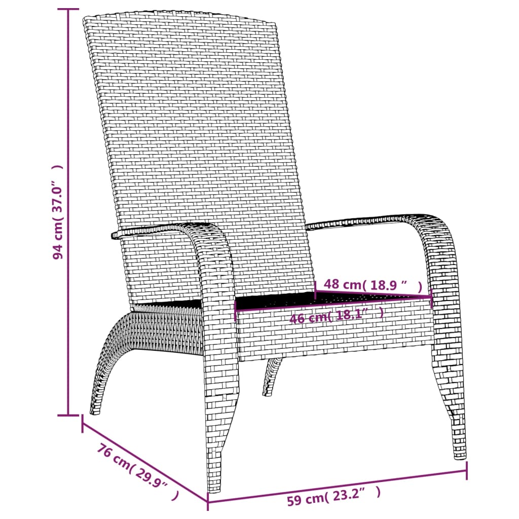 Szürke polyrattan adirondack kerti szék