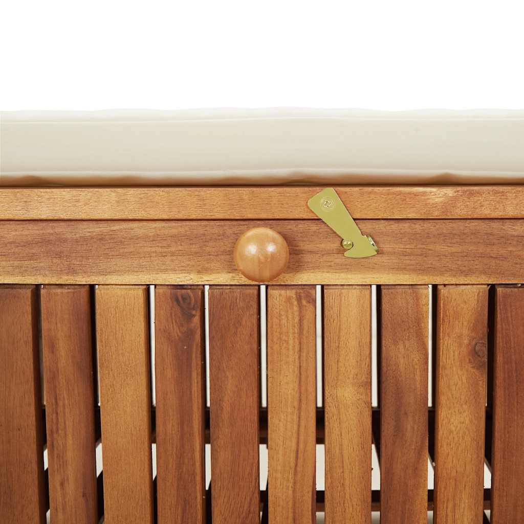 Tömör akácfa kerti tárolópad párnával 91 cm
