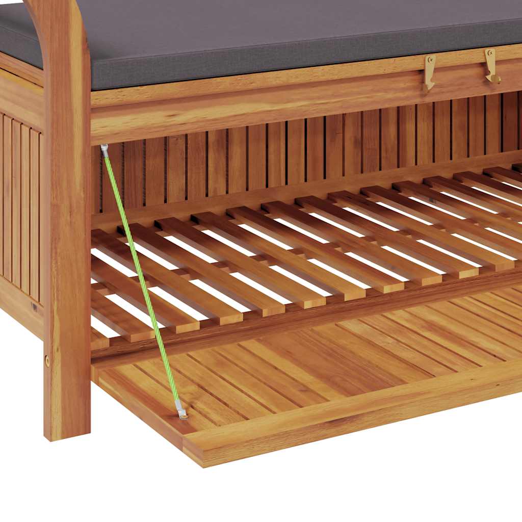 Tömör akácfa tárolópad párnával 126 cm