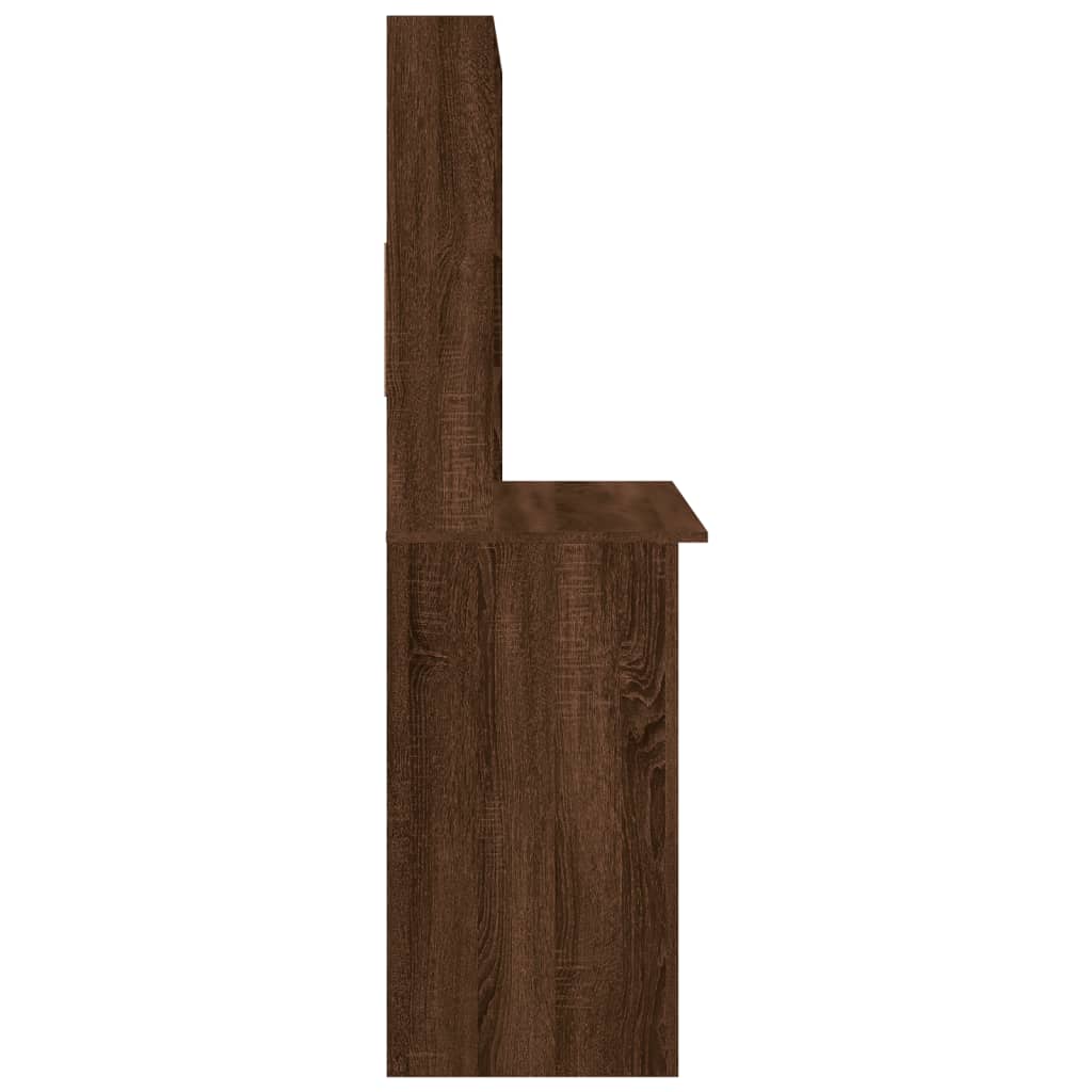 Barna tölgy szerelt fa íróasztal polcokkal 102 x 45 x 148 cm Barna tölgy szerelt fa íróasztal polcokkal 102 x 45 x 148 cm