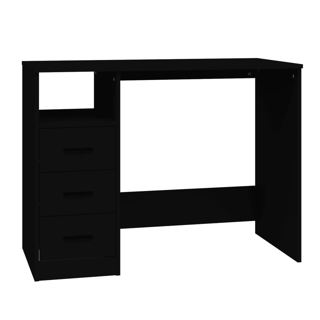 Fekete szerelt fa íróasztal fiókokkal 102 x 50 x 76 cm