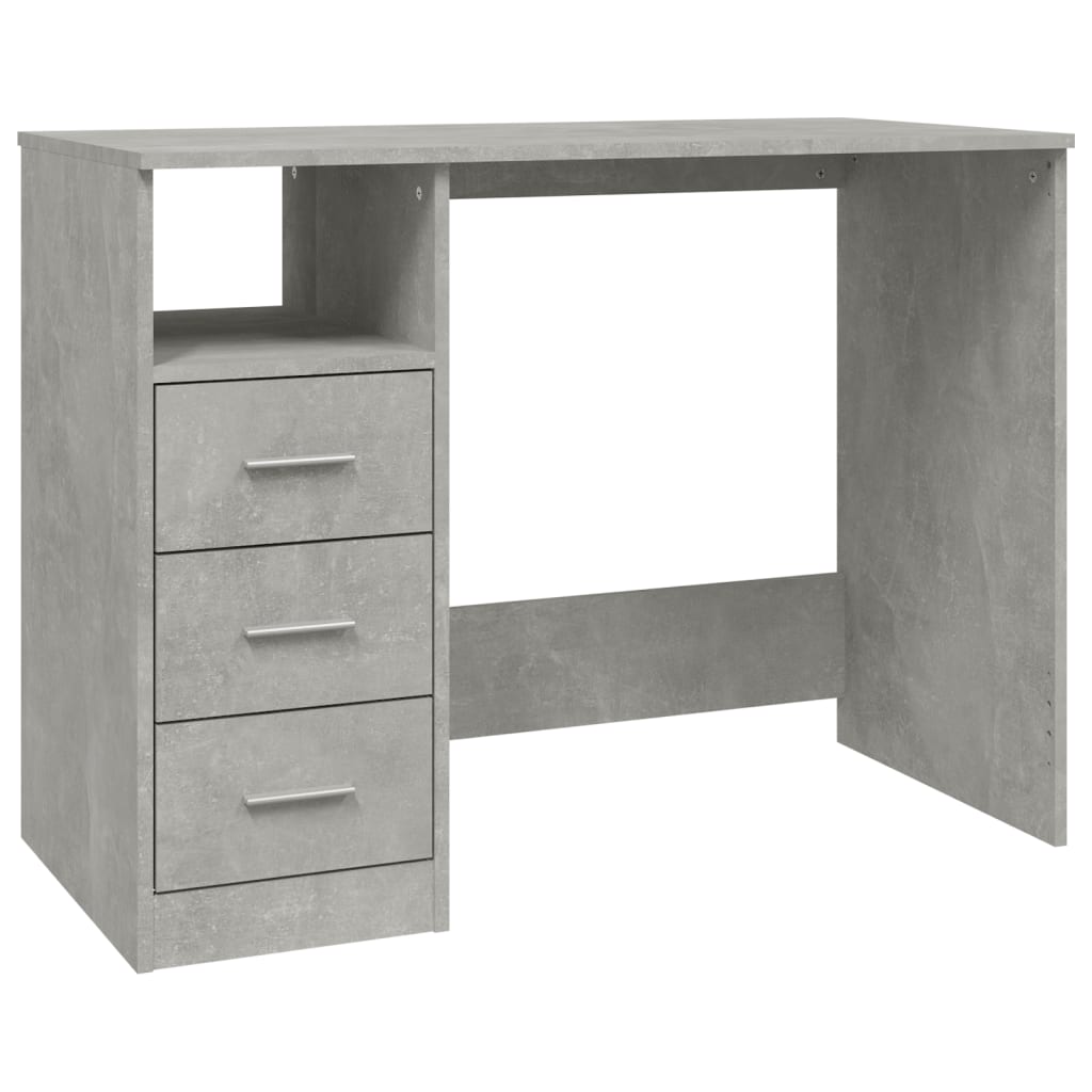 Betonszürke színű szerelt fa íróasztal fiókokkal 102x50x76 cm