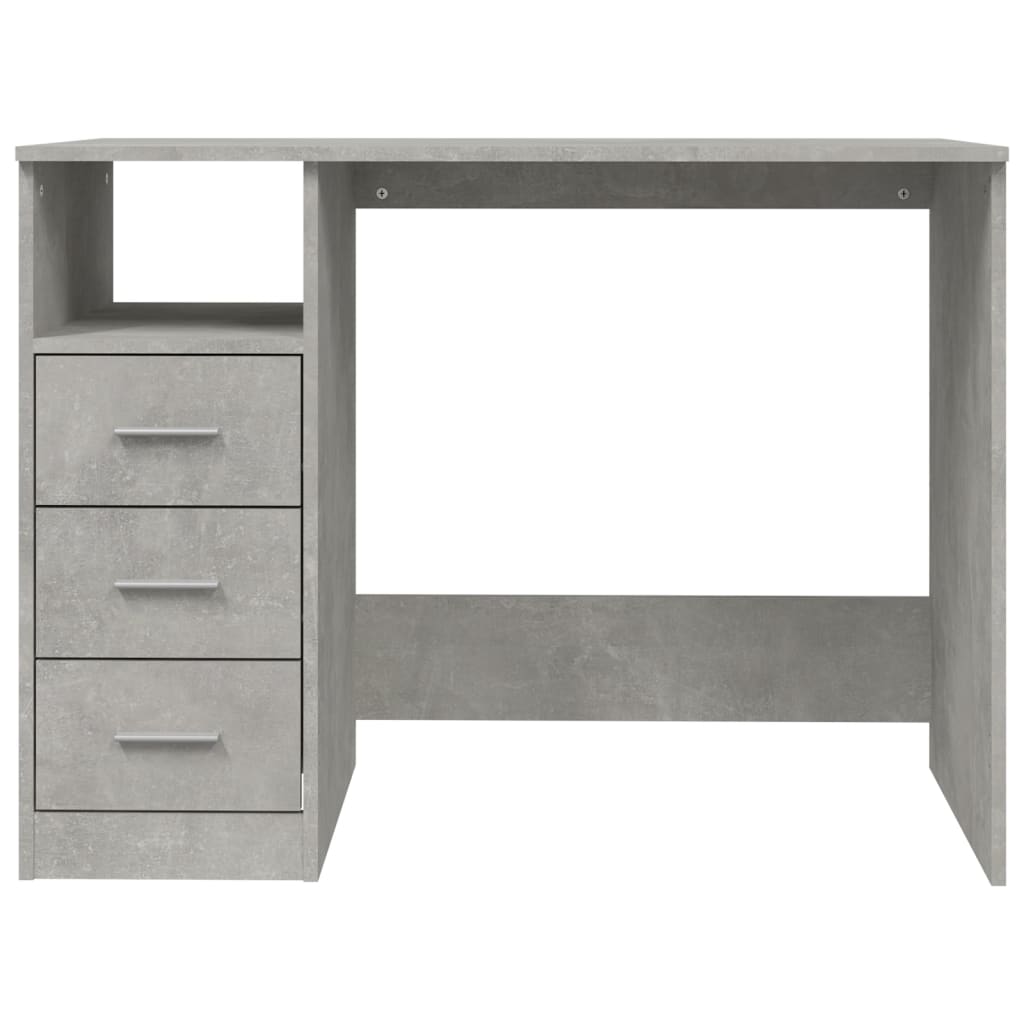 Betonszürke színű szerelt fa íróasztal fiókokkal 102x50x76 cm
