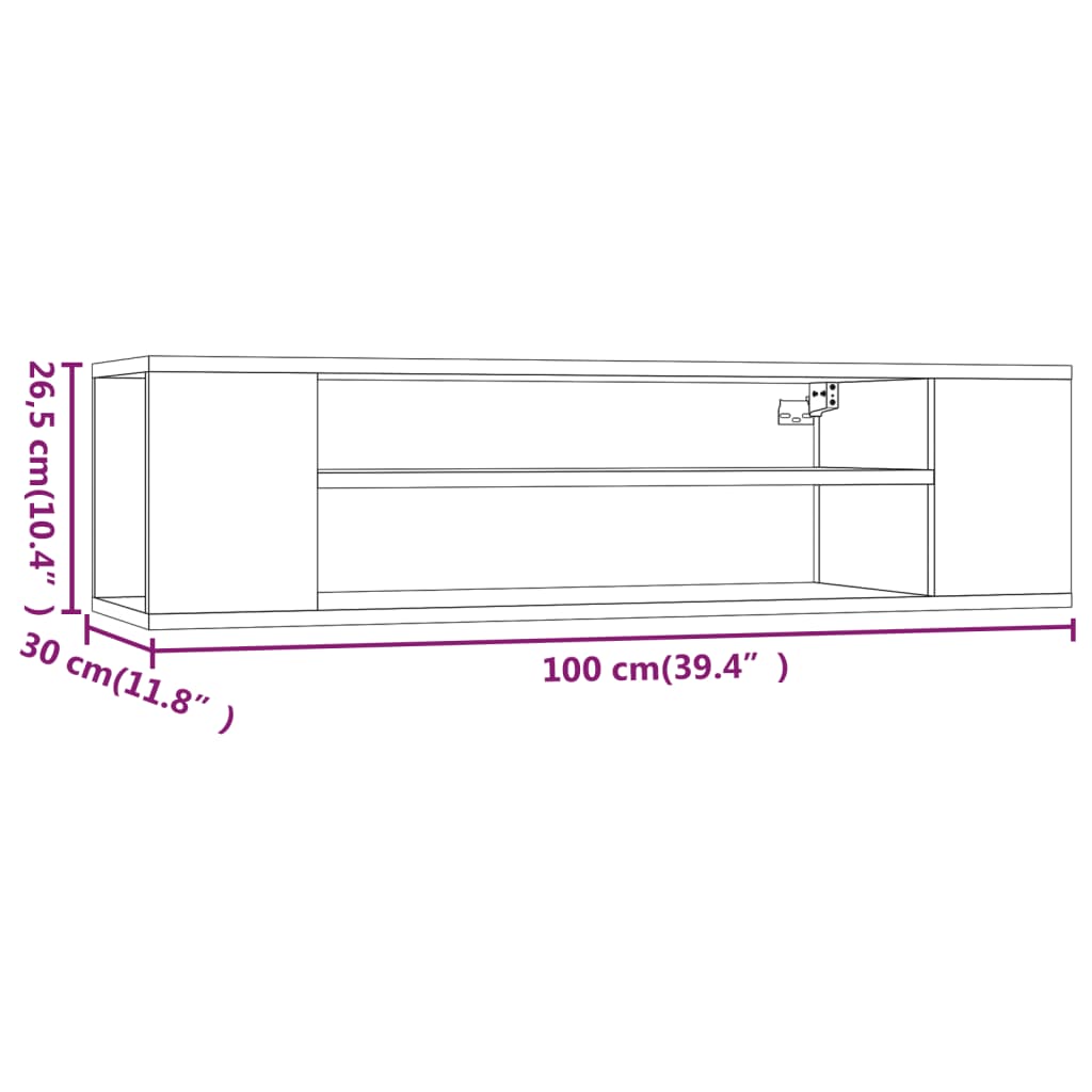 Barna tölgyszínű szerelt fa függő tv-szekrény 100x30x26,5 cm Barna tölgyszínű szerelt fa függő tv-szekrény 100x30x26,5 cm