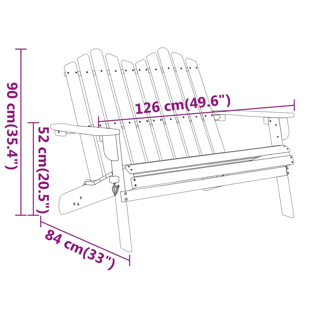 Tömör akácfa adirondack kerti pad 126 cm