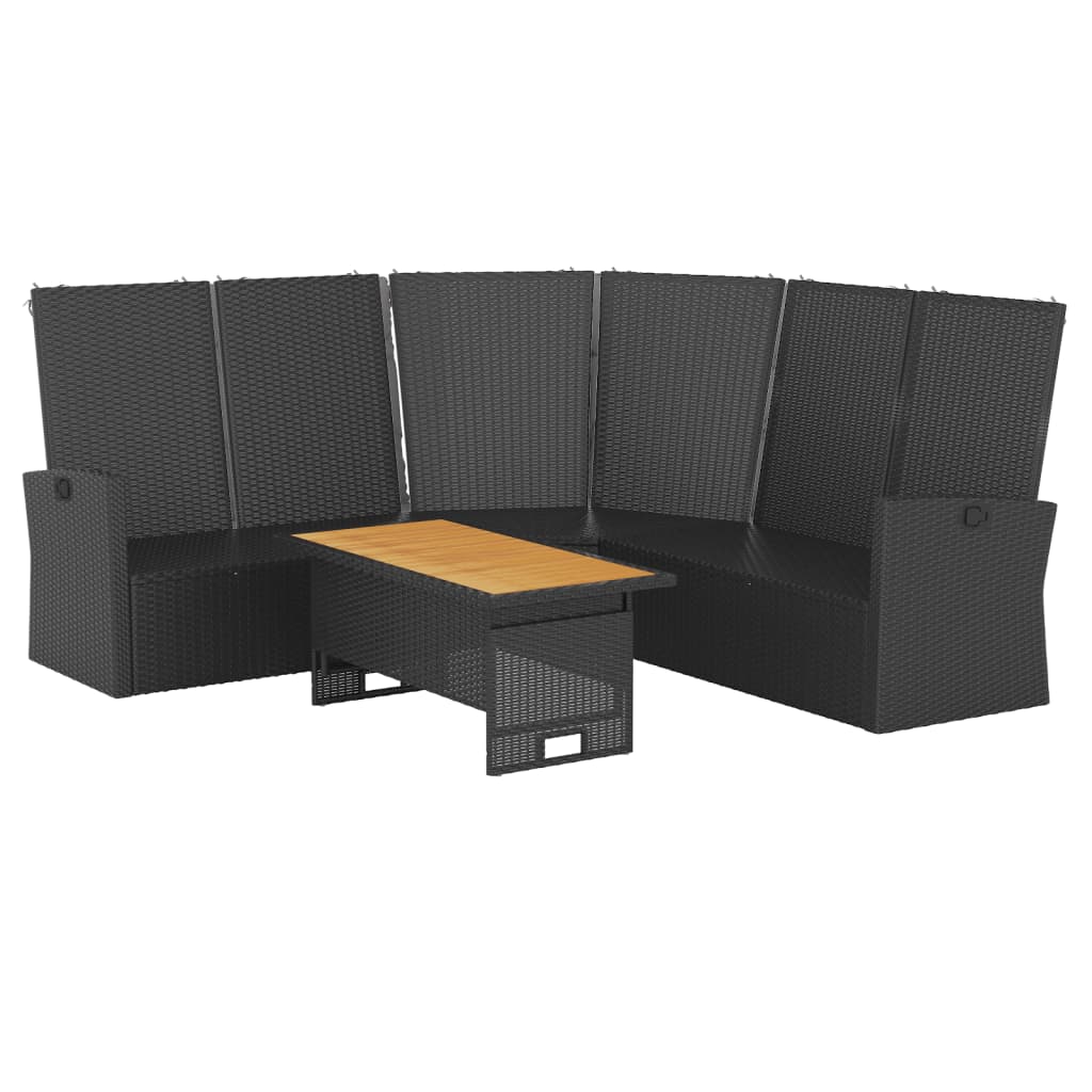 2 részes fekete polyrattan kerti ülőgarnitúra párnákkal