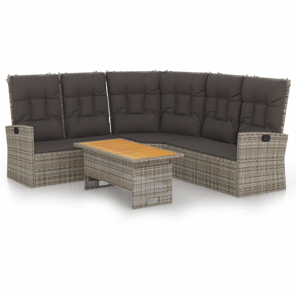 2 részes szürke polyrattan kerti ülőgarnitúra párnákkal