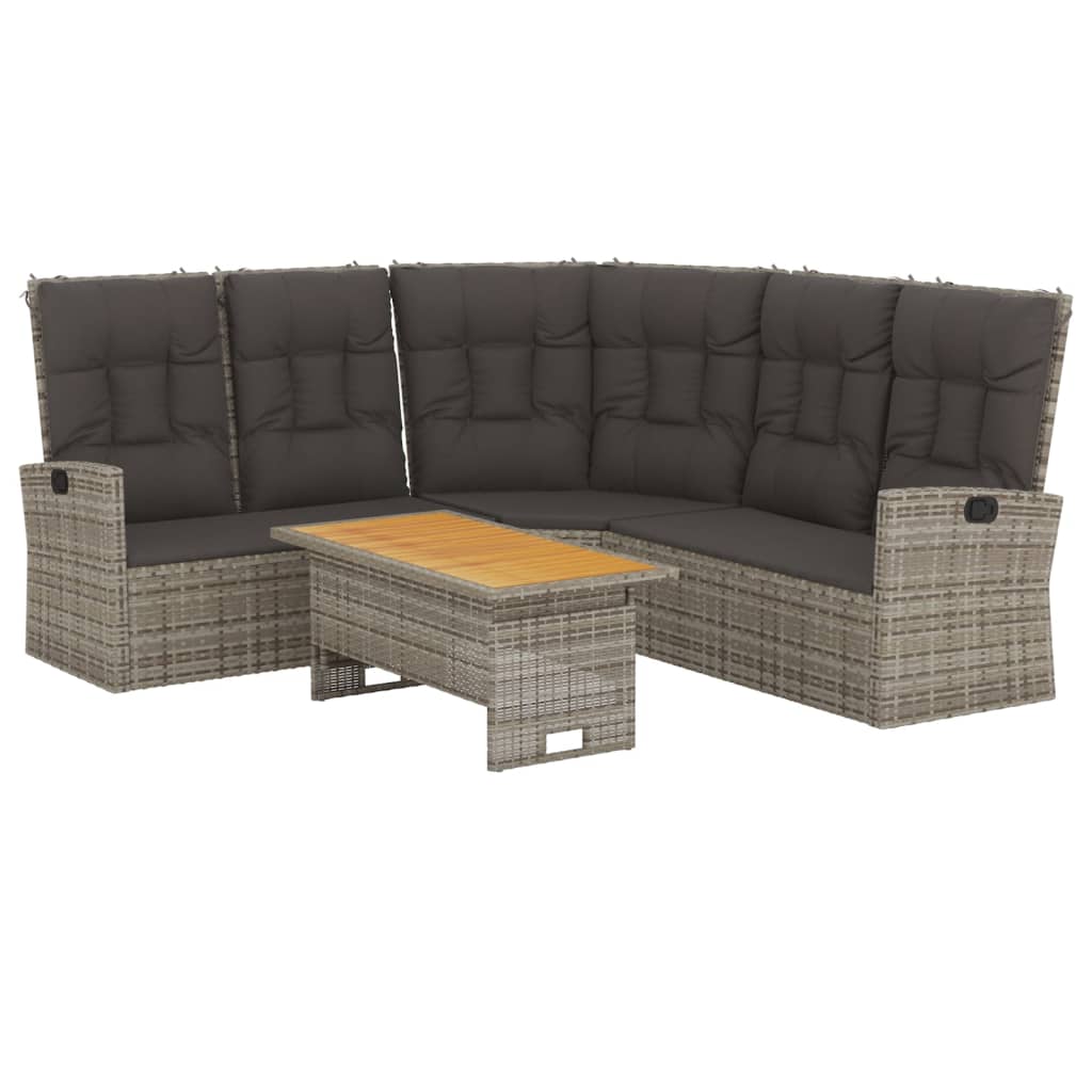 2 részes szürke polyrattan kerti ülőgarnitúra párnákkal