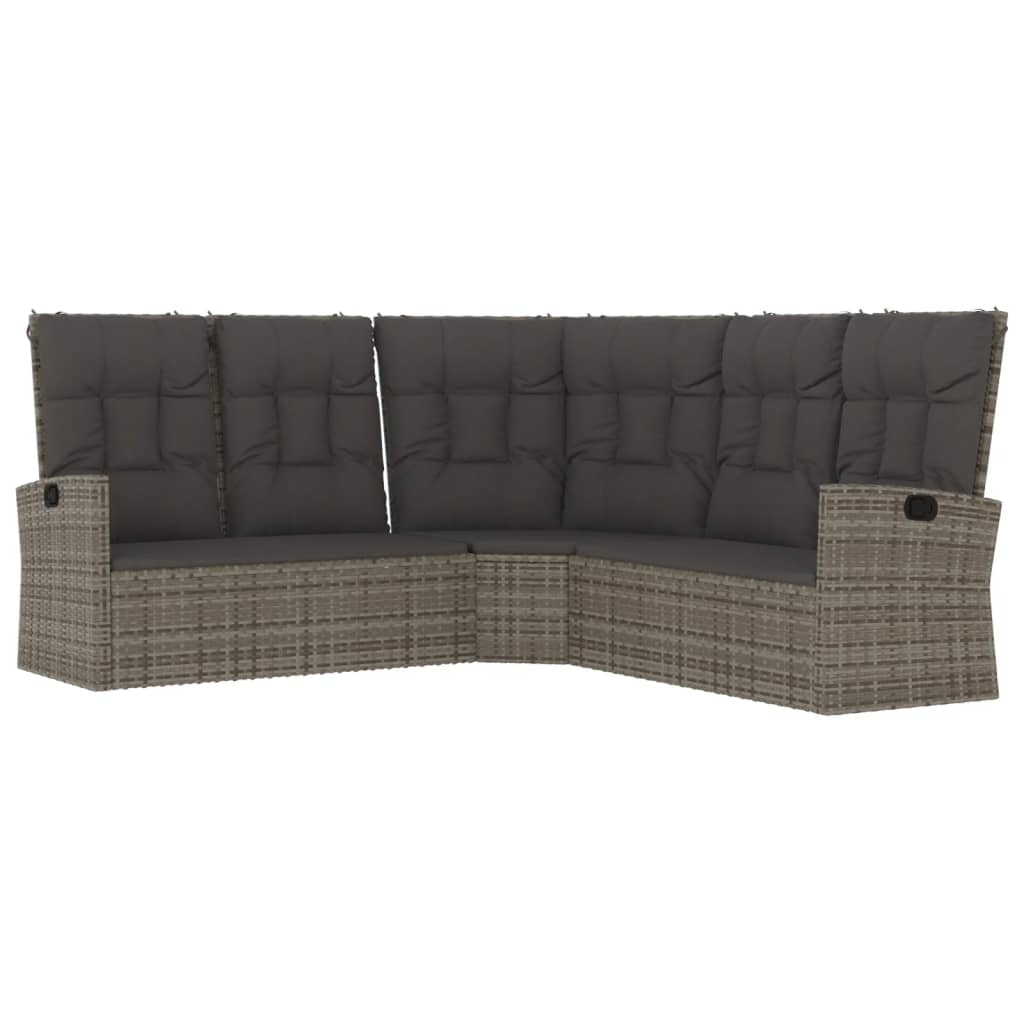 2 részes szürke polyrattan kerti ülőgarnitúra párnákkal