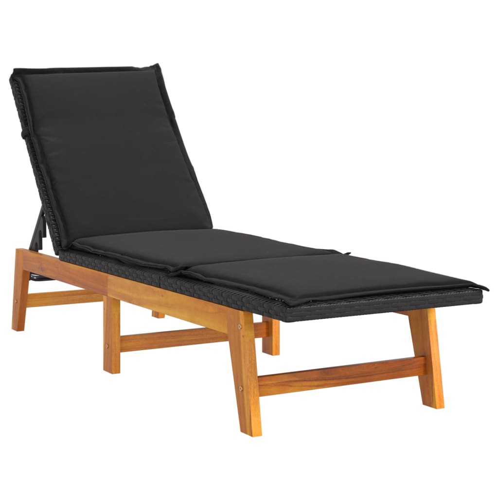 Polyrattan és tömör akácfa napágy párnával