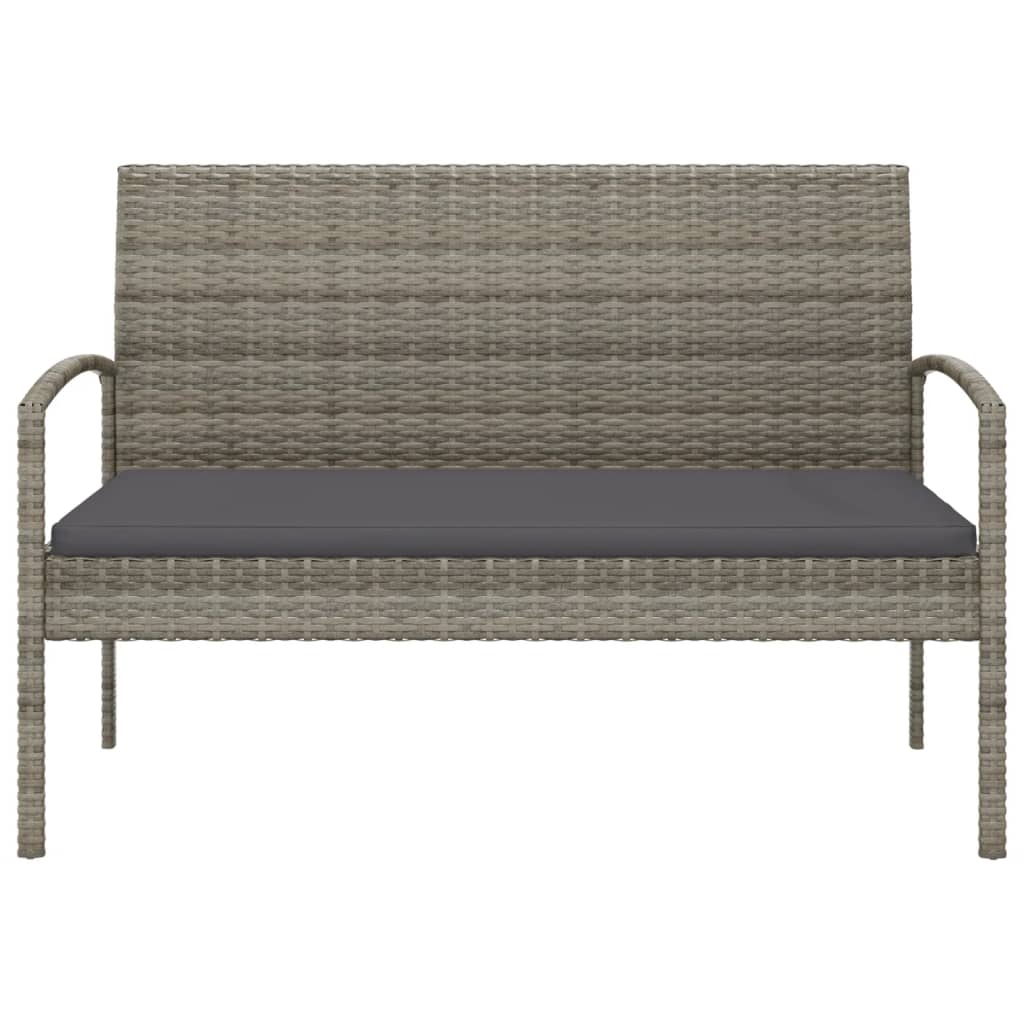 Szürke polyrattan kerti pad párnával 105 cm