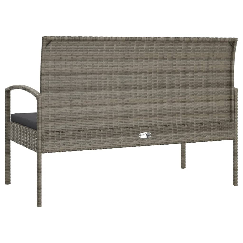 Szürke polyrattan kerti pad párnával 105 cm