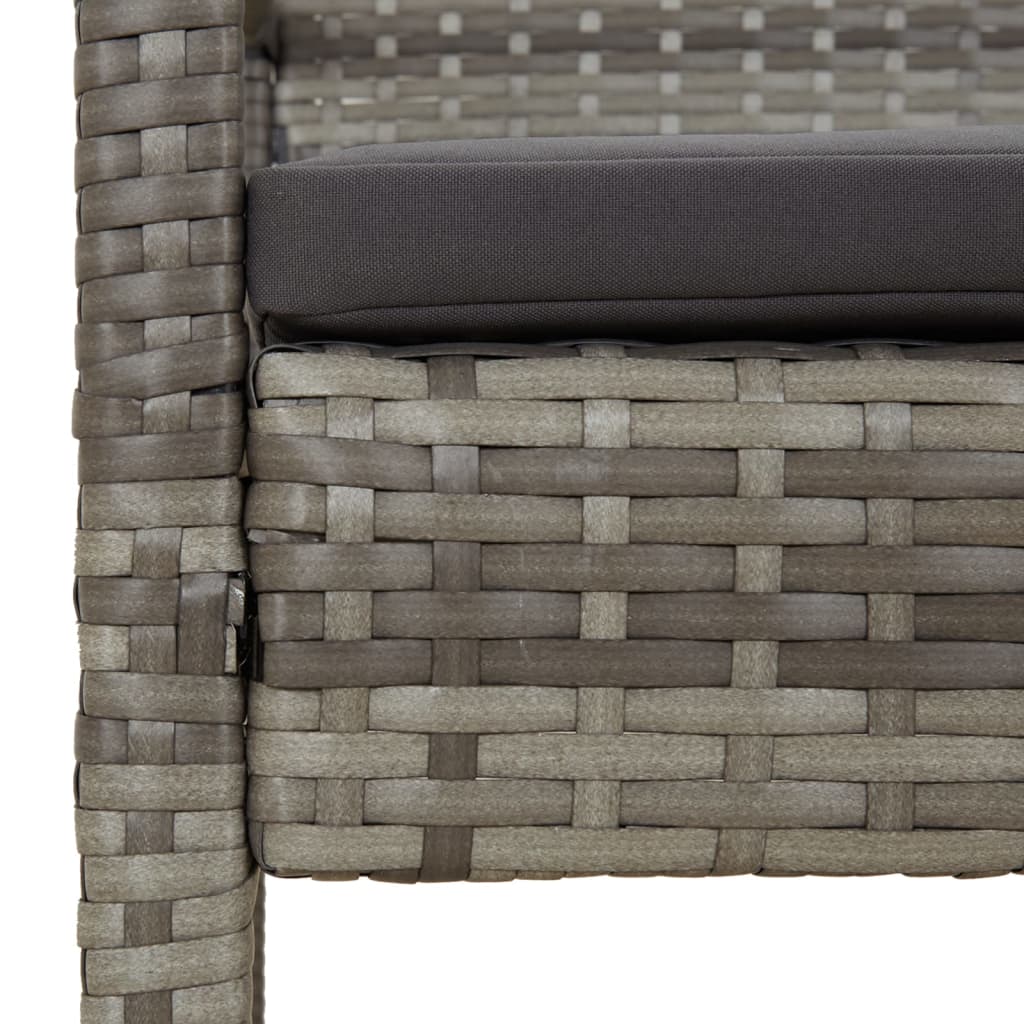 Szürke polyrattan kerti pad párnával 105 cm