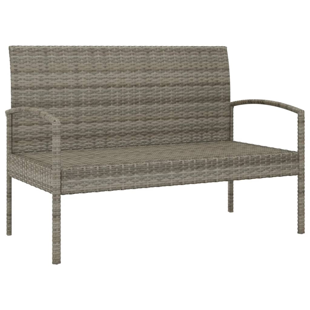 Szürke polyrattan kerti pad párnával 105 cm