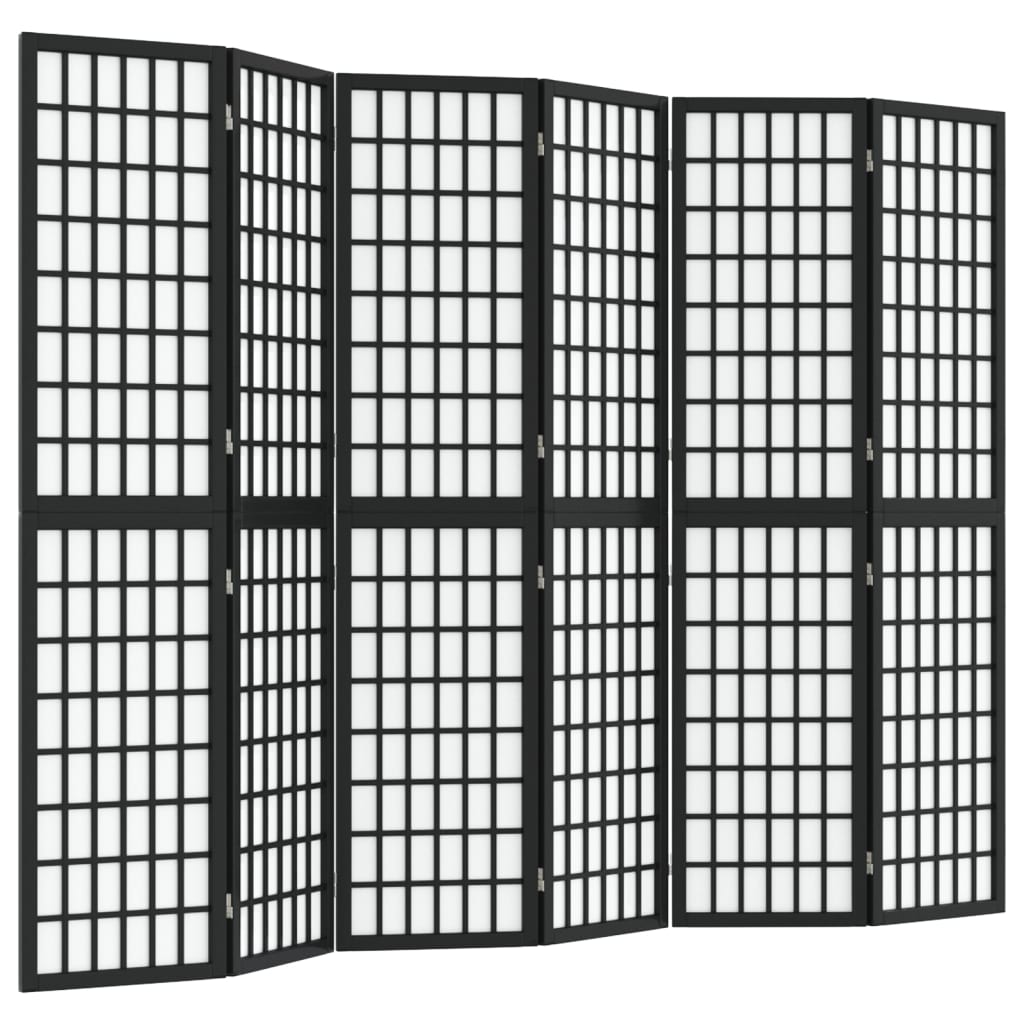 6 paneles fekete japán stílusú összecsukható paraván 240x170 cm