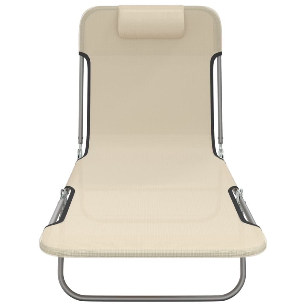 2 db krémszínű textilén és acél összecsukható napágy