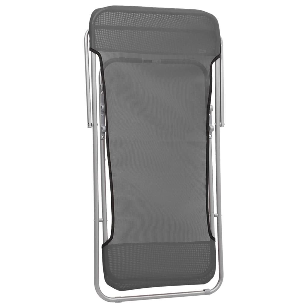 2 db szürke textilén és porszórt acél összecsukható strandszék