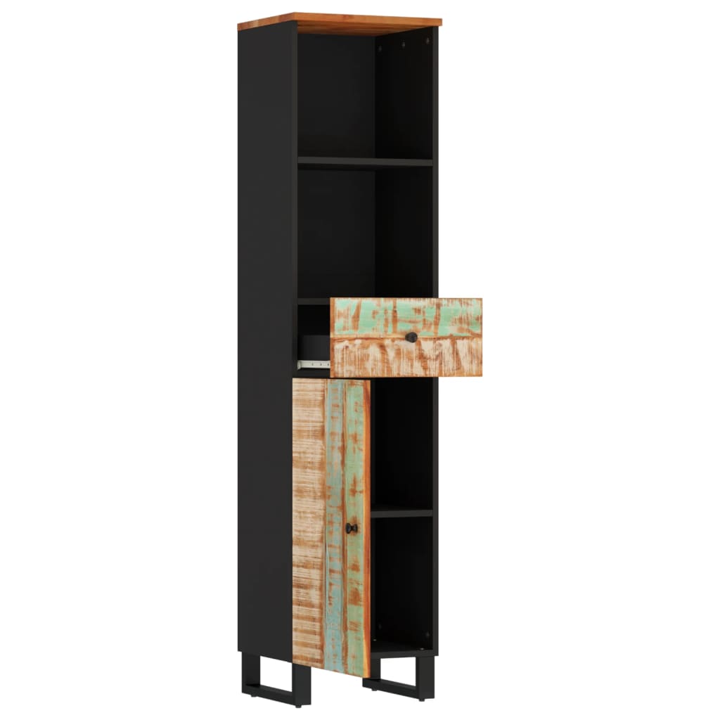 Tömör újrahasznosított fa fürdőszobaszekrény 38 x 33 x 160 cm