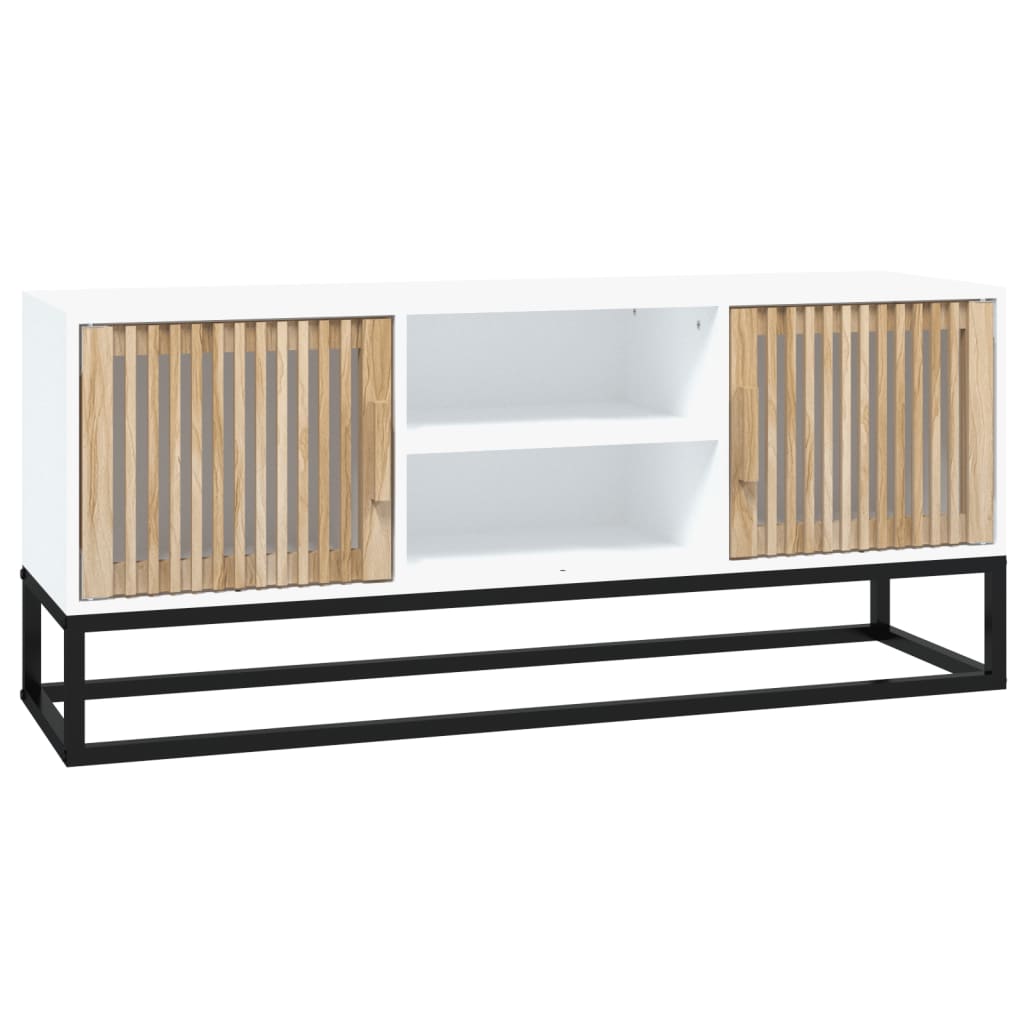 Fehér szerelt fa és vas tv-szekrény 105x30x45 cm Fehér szerelt fa és vas tv-szekrény 105x30x45 cm