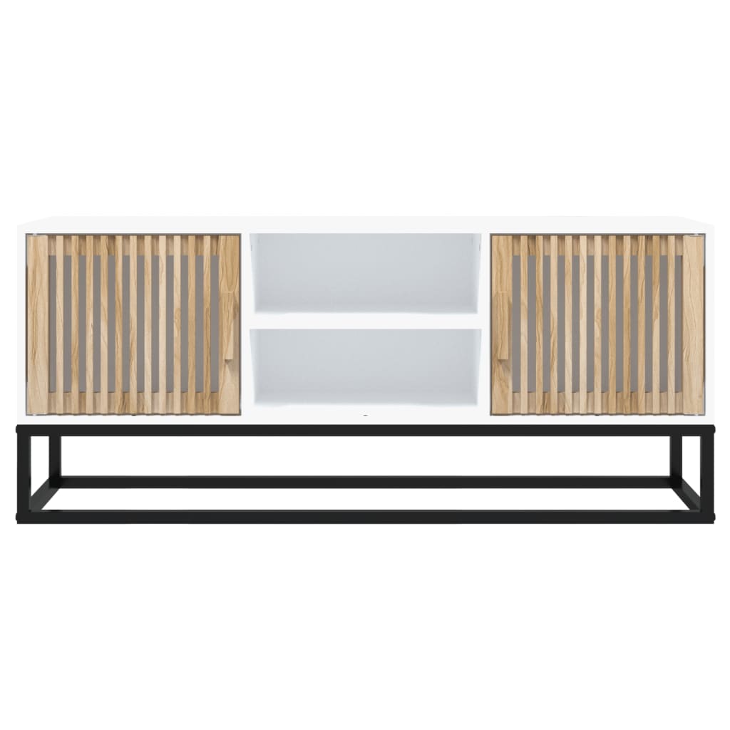 Fehér szerelt fa és vas tv-szekrény 105x30x45 cm Fehér szerelt fa és vas tv-szekrény 105x30x45 cm