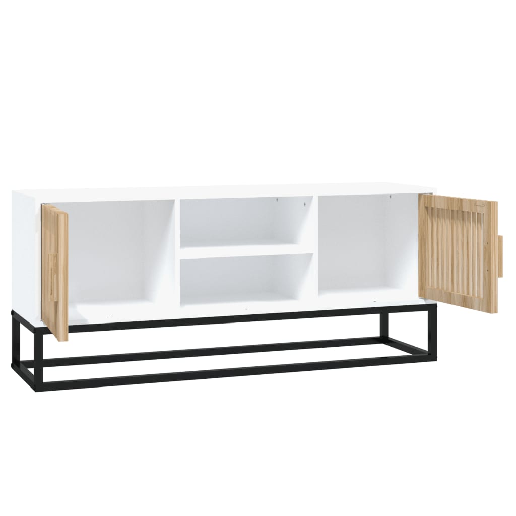 Fehér szerelt fa és vas tv-szekrény 105x30x45 cm Fehér szerelt fa és vas tv-szekrény 105x30x45 cm