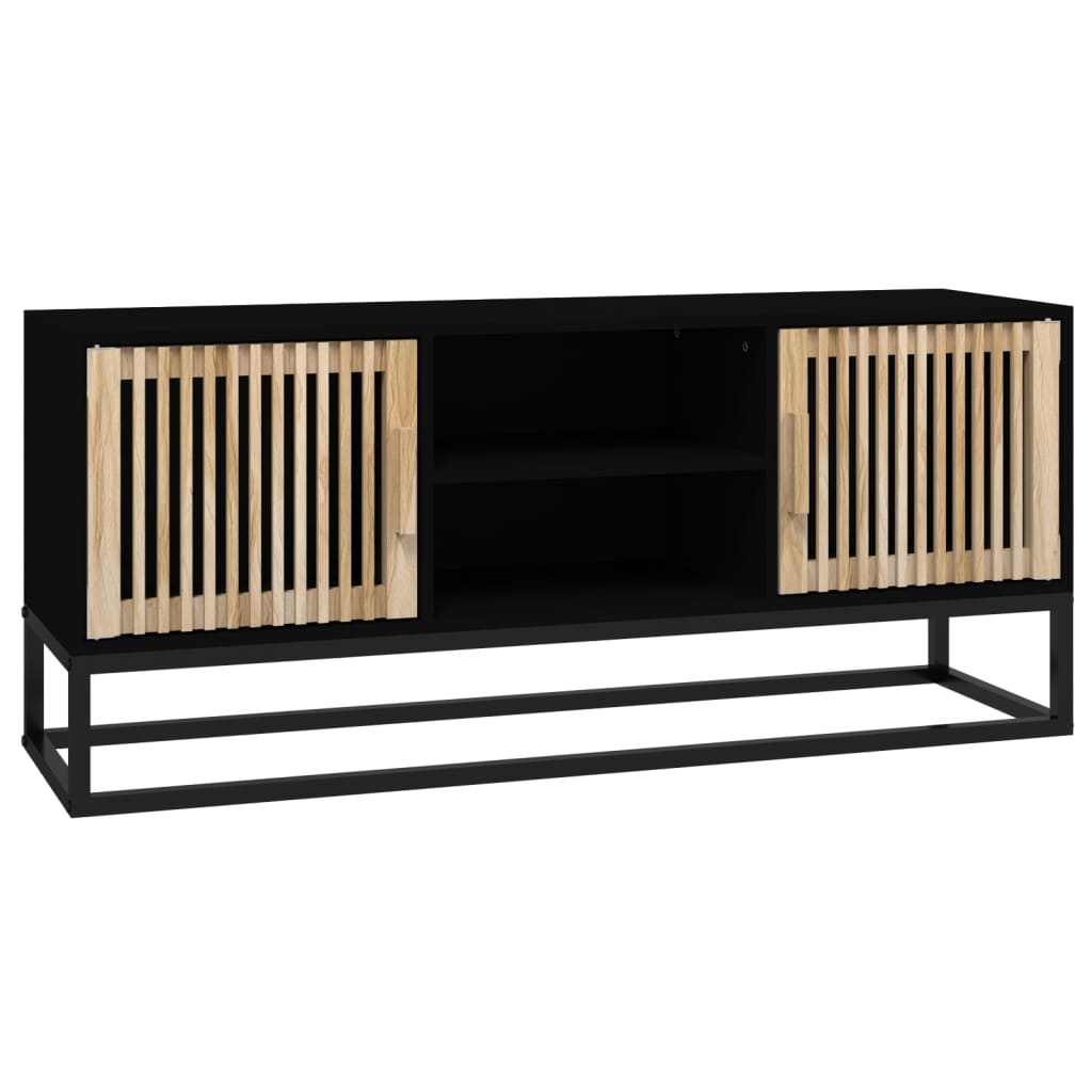 Fekete szerelt fa és vas tv-szekrény 105 x 30 x 45 cm Fekete szerelt fa és vas tv-szekrény 105 x 30 x 45 cm