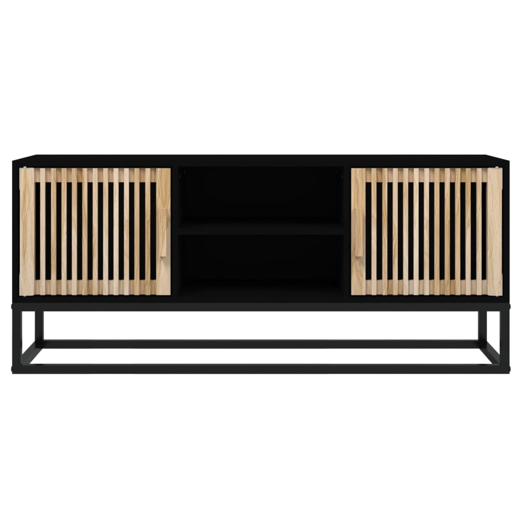 Fekete szerelt fa és vas tv-szekrény 105 x 30 x 45 cm Fekete szerelt fa és vas tv-szekrény 105 x 30 x 45 cm