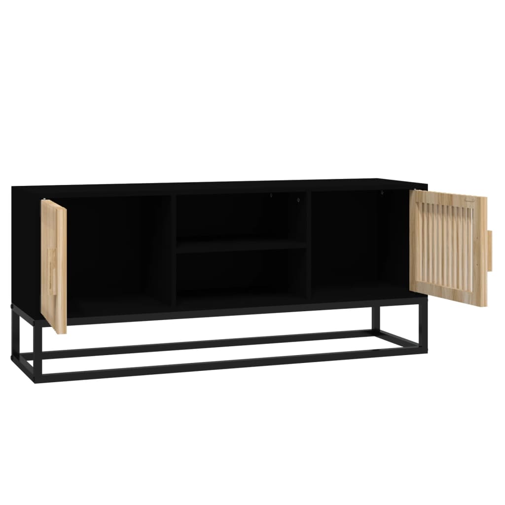 Fekete szerelt fa és vas tv-szekrény 105 x 30 x 45 cm Fekete szerelt fa és vas tv-szekrény 105 x 30 x 45 cm