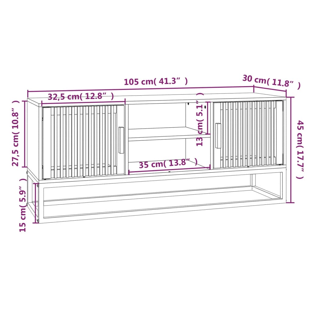 Fekete szerelt fa és vas tv-szekrény 105 x 30 x 45 cm Fekete szerelt fa és vas tv-szekrény 105 x 30 x 45 cm