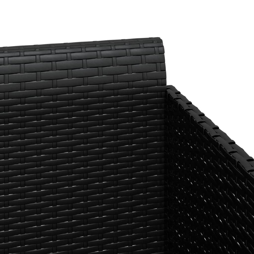 Fekete polyrattan napozóágy párnával 182 x 118 x 63 cm