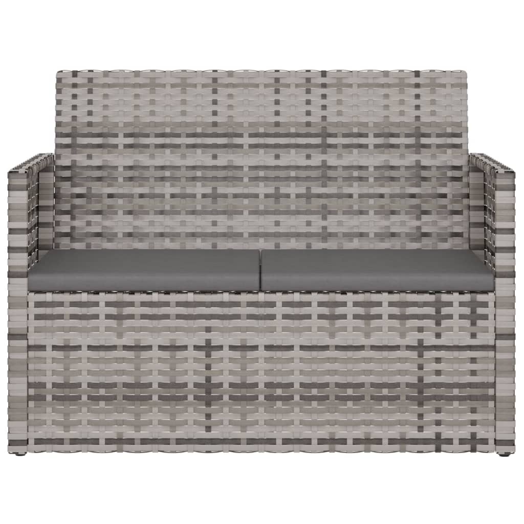 Szürke polyrattan kerti pad párnákkal 105 cm