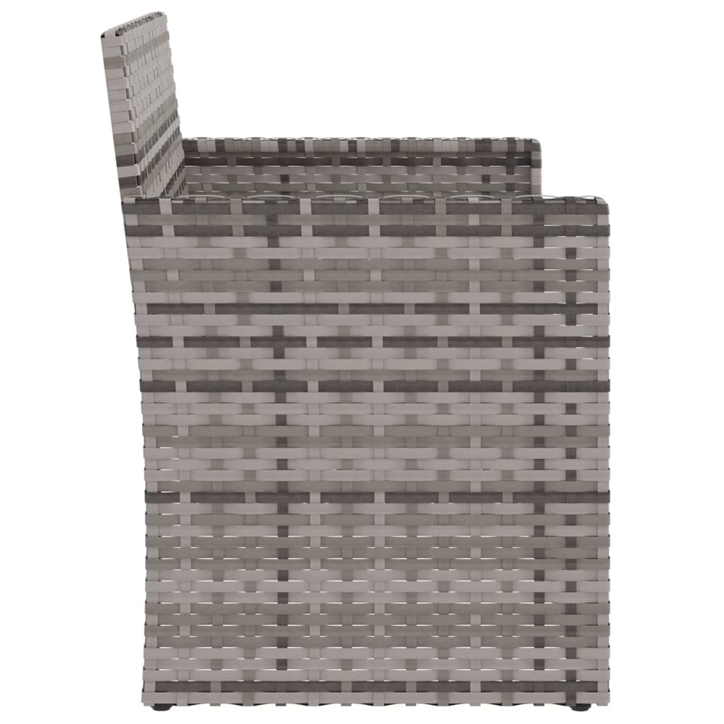Szürke polyrattan kerti pad párnákkal 105 cm