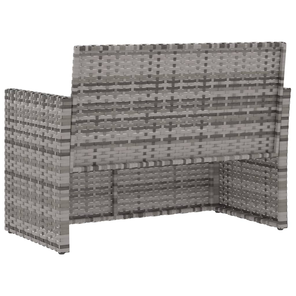 Szürke polyrattan kerti pad párnákkal 105 cm