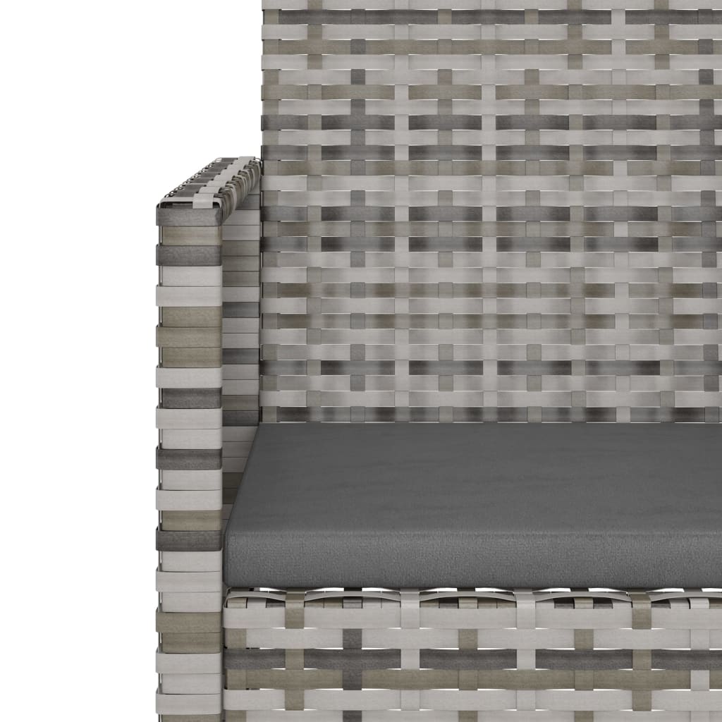 Szürke polyrattan kerti pad párnákkal 105 cm