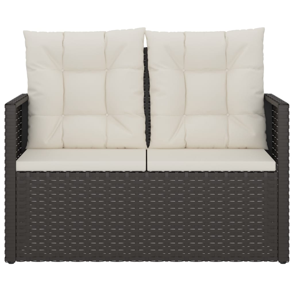Fekete polyrattan kerti pad párnákkal 105 cm