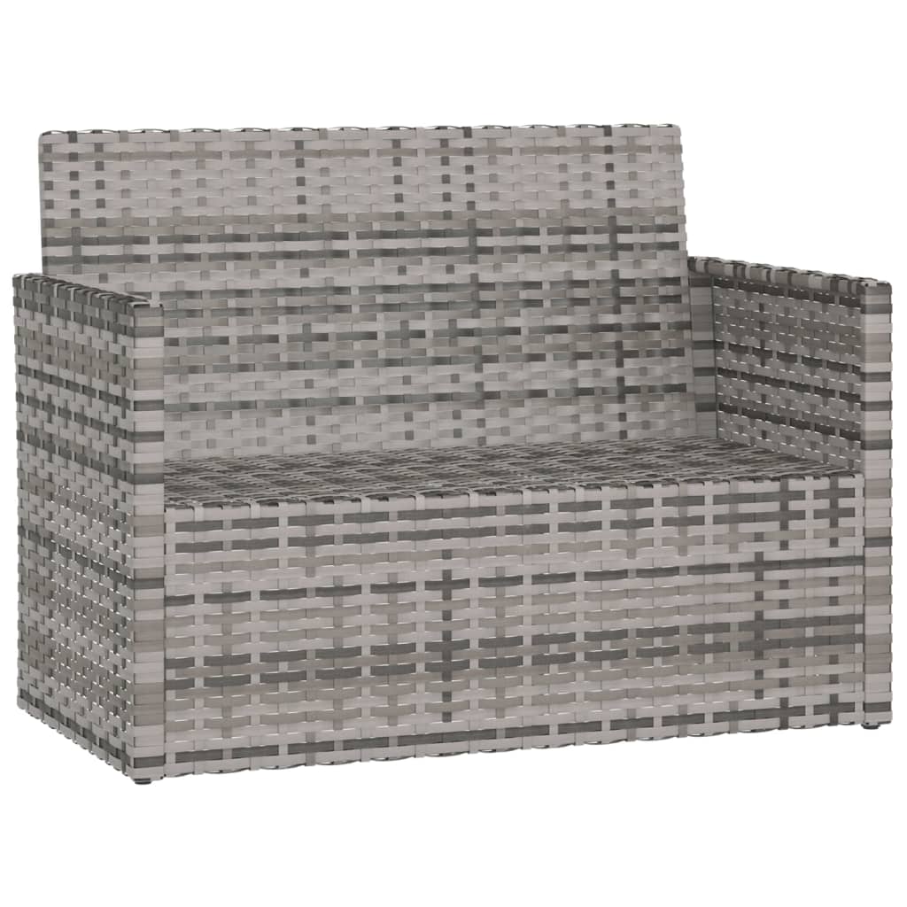 Szürke polyrattan kerti pad párnákkal 105 cm