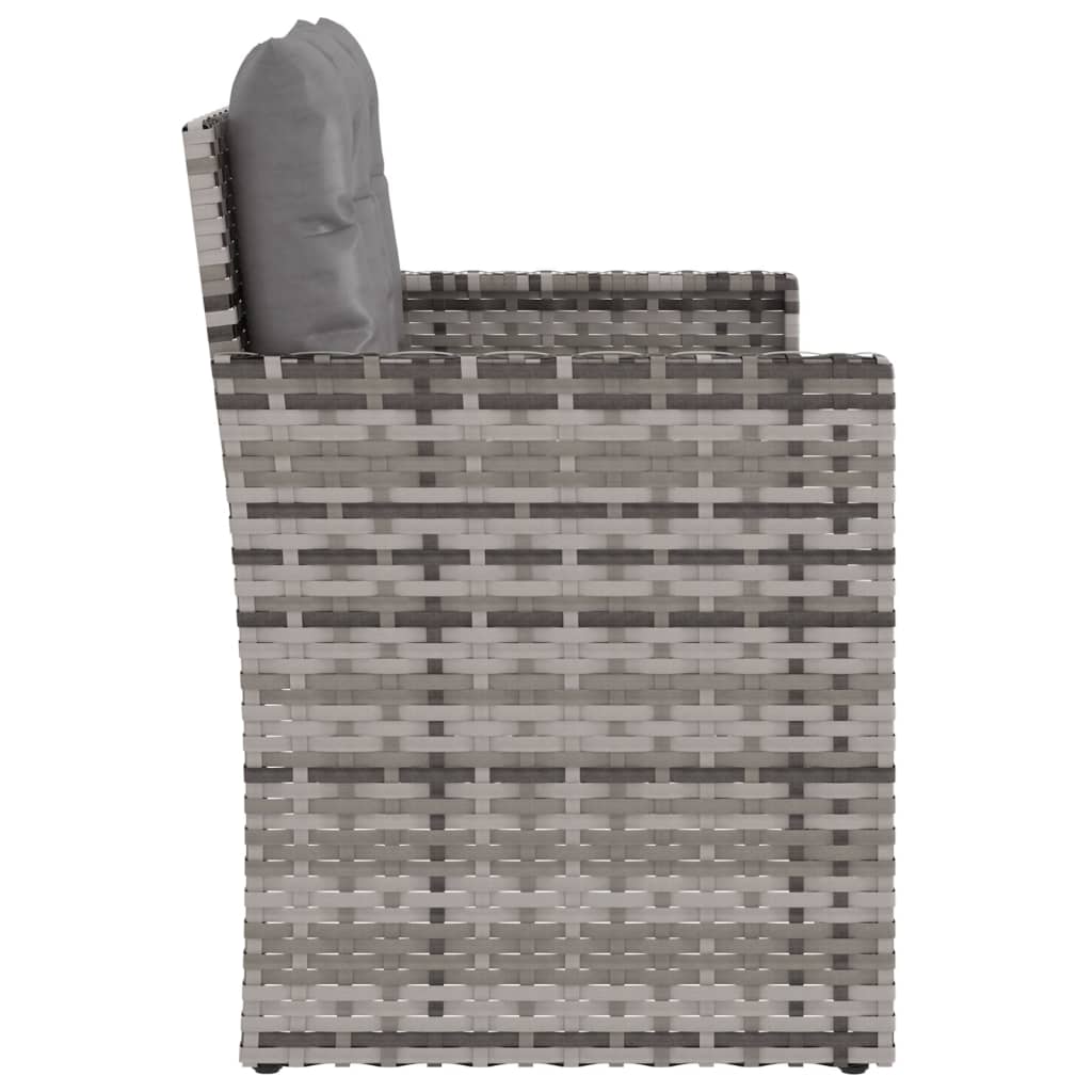 Szürke polyrattan kerti pad párnákkal 105 cm