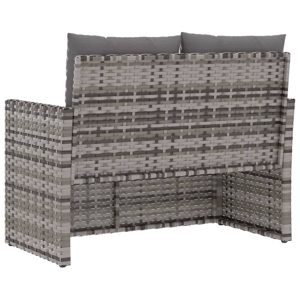 Szürke polyrattan kerti pad párnákkal 105 cm