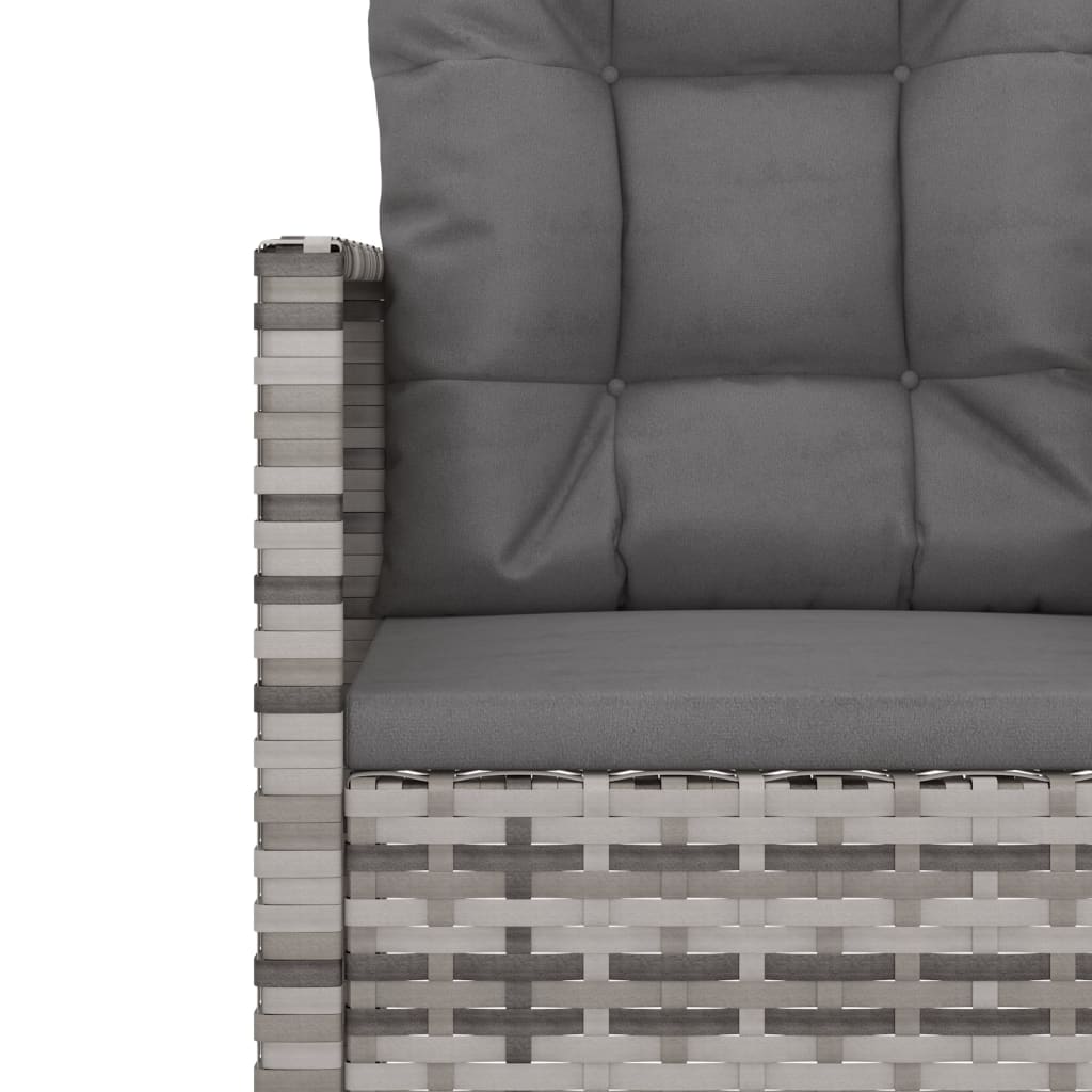 Szürke polyrattan kerti pad párnákkal 105 cm