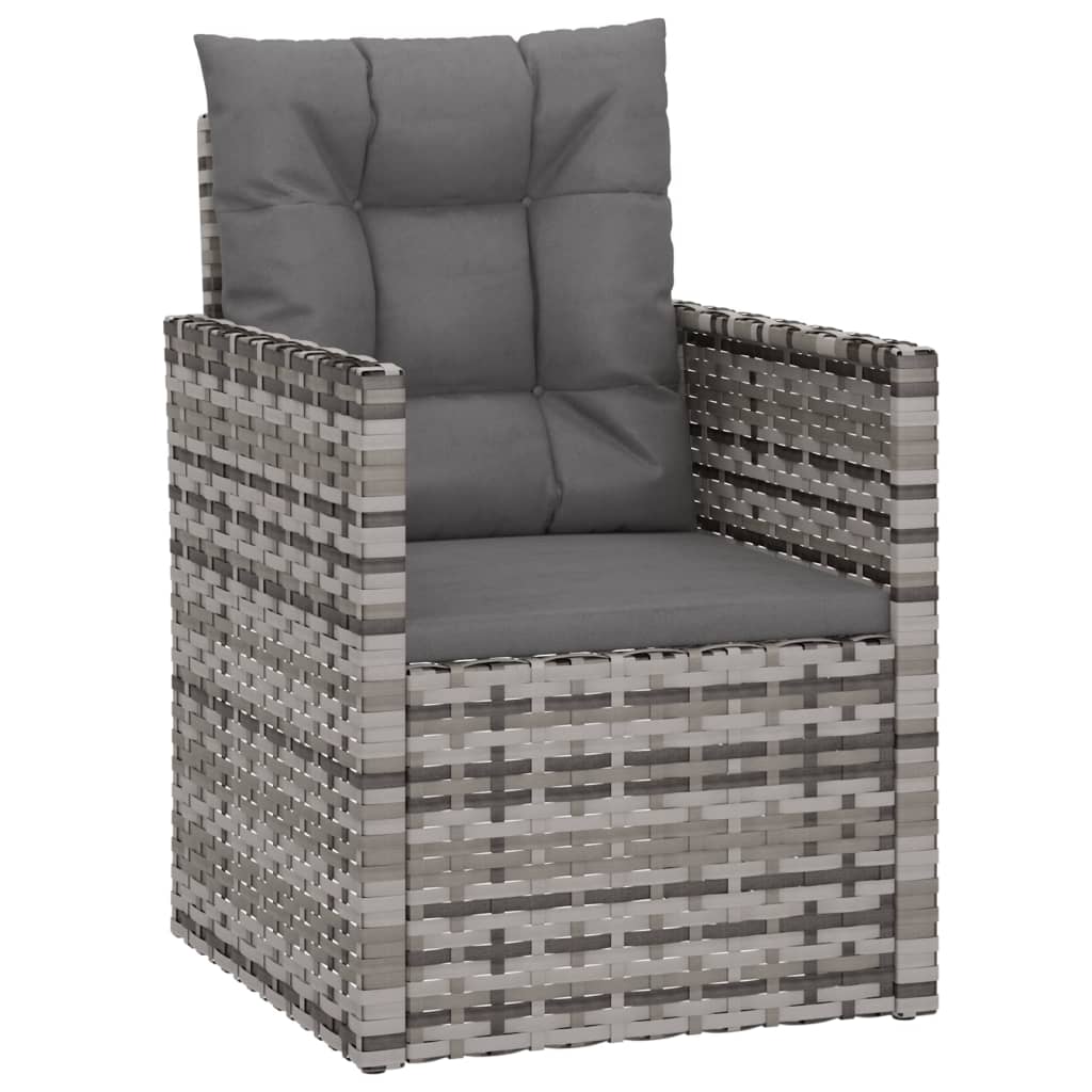 Szürke polyrattan kerti fotel párnákkal