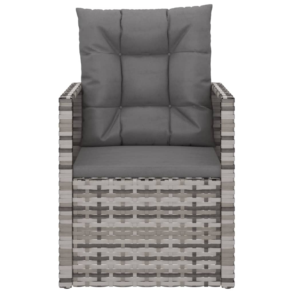 Szürke polyrattan kerti fotel párnákkal