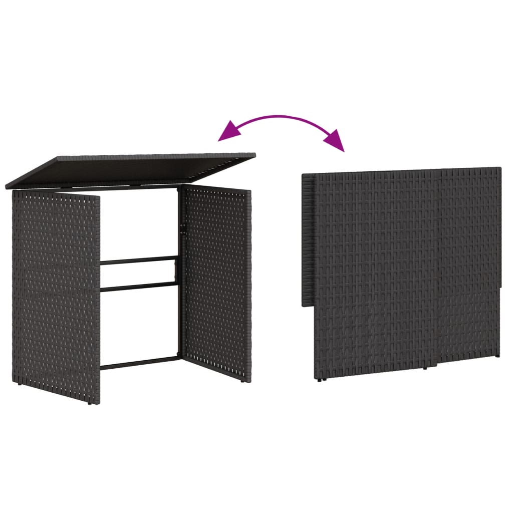 L-alakú fekete polyrattan kerti kanapé asztallal és párnával L-alakú fekete polyrattan kerti kanapé asztallal és párnával