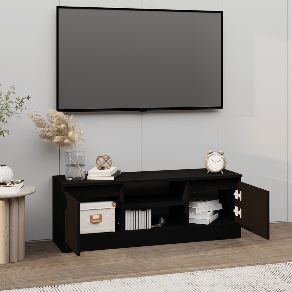 Fekete tv-szekrény ajtóval 102 x 30 x 36 cm Fekete tv-szekrény ajtóval 102 x 30 x 36 cm